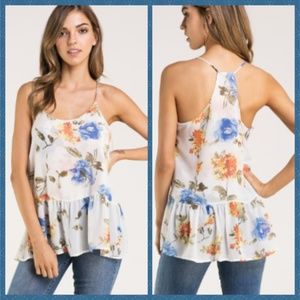 RACER BACK FLORAL PEPLUM TANK PACK of 3